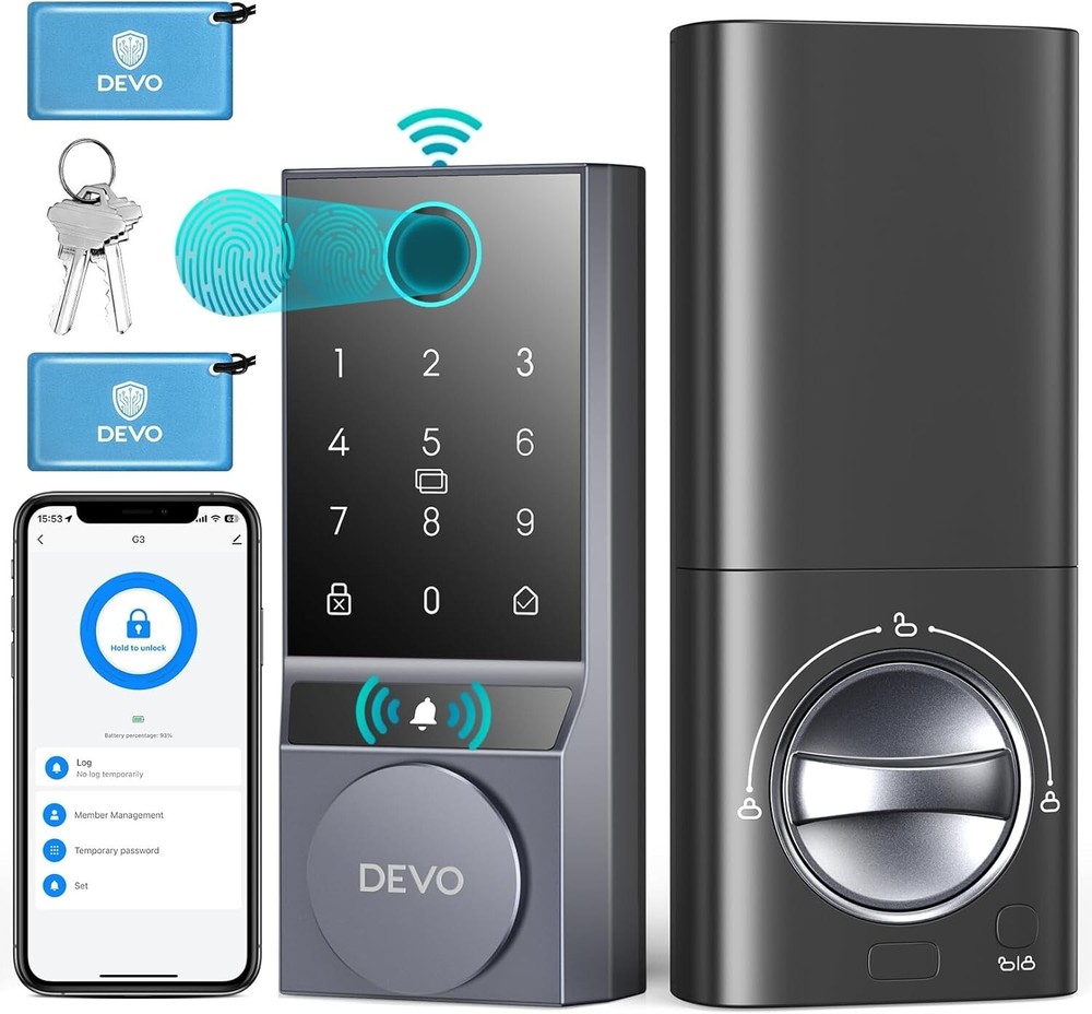 Keyless Entry Smart Lock with Keypad & Fingerprint for Secure Door Access  