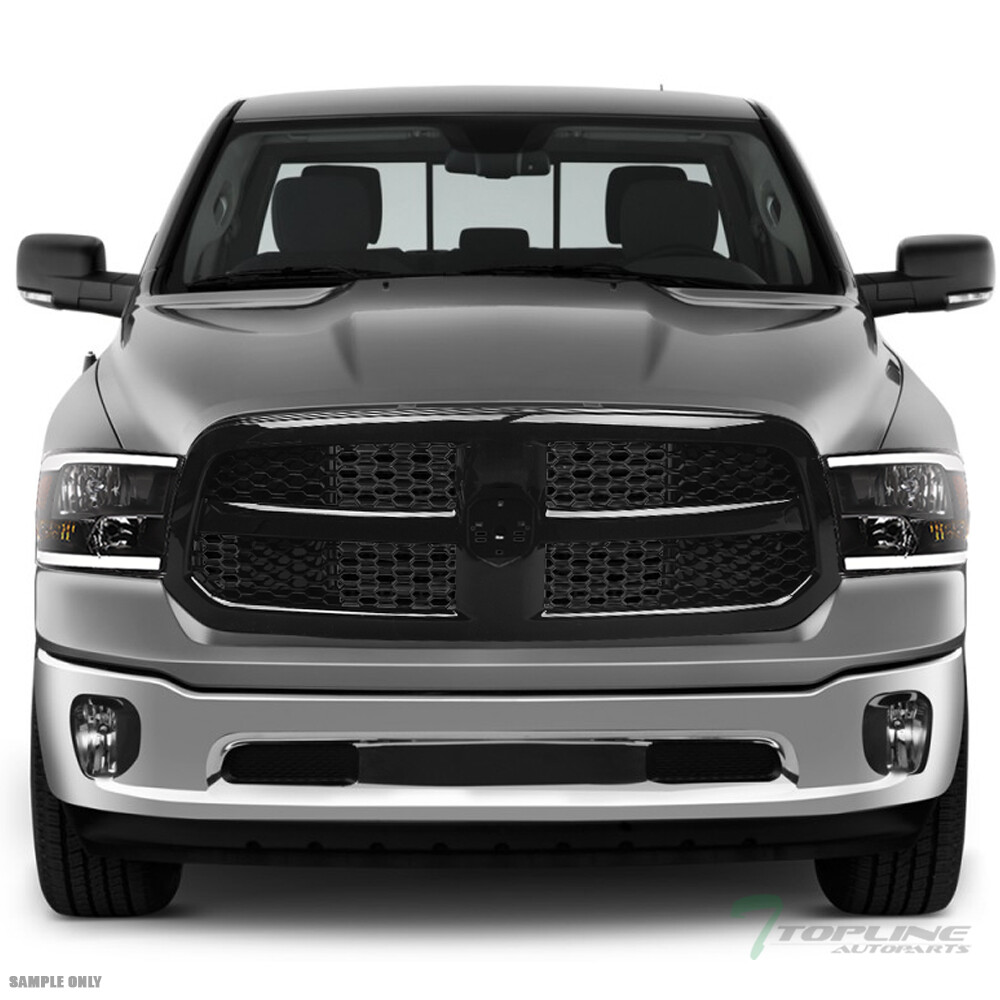 TLAPS For 2013-2018 Ram 1500 Blk LED Strip Headlights Amber+Honeycomb Mesh Grill