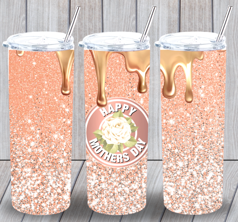 Happy Mother's Day Rose Multicolor 20oz Insulated Tumbler Lid Clear Straw New