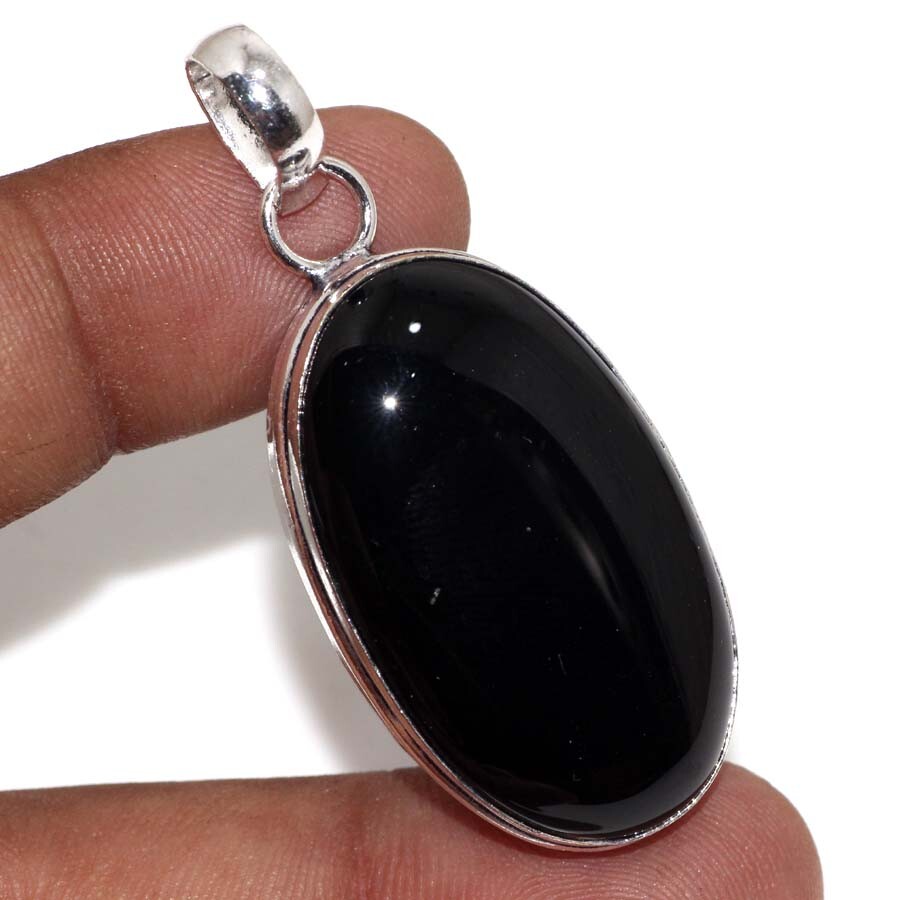 Black Onyx 925 Silver Plated Gemstone Pendant 2