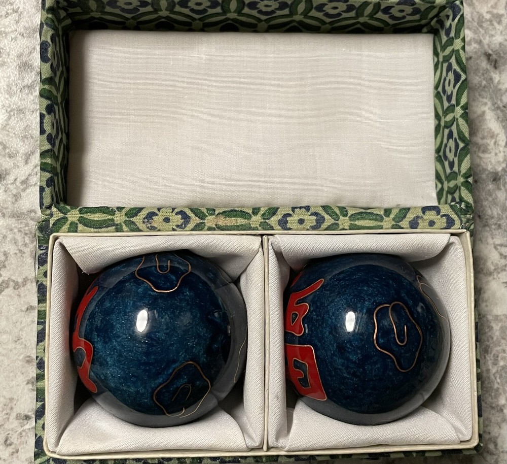 Vintage Chinese Stress Relief Meditation Ringing Iron Chime Balls 1.75