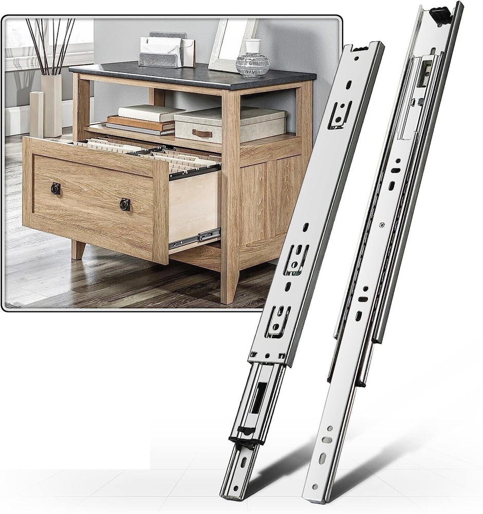 14-Inch Full Extension Side Mount Drawer Slides 100lb Capacity 1 Pair-image
