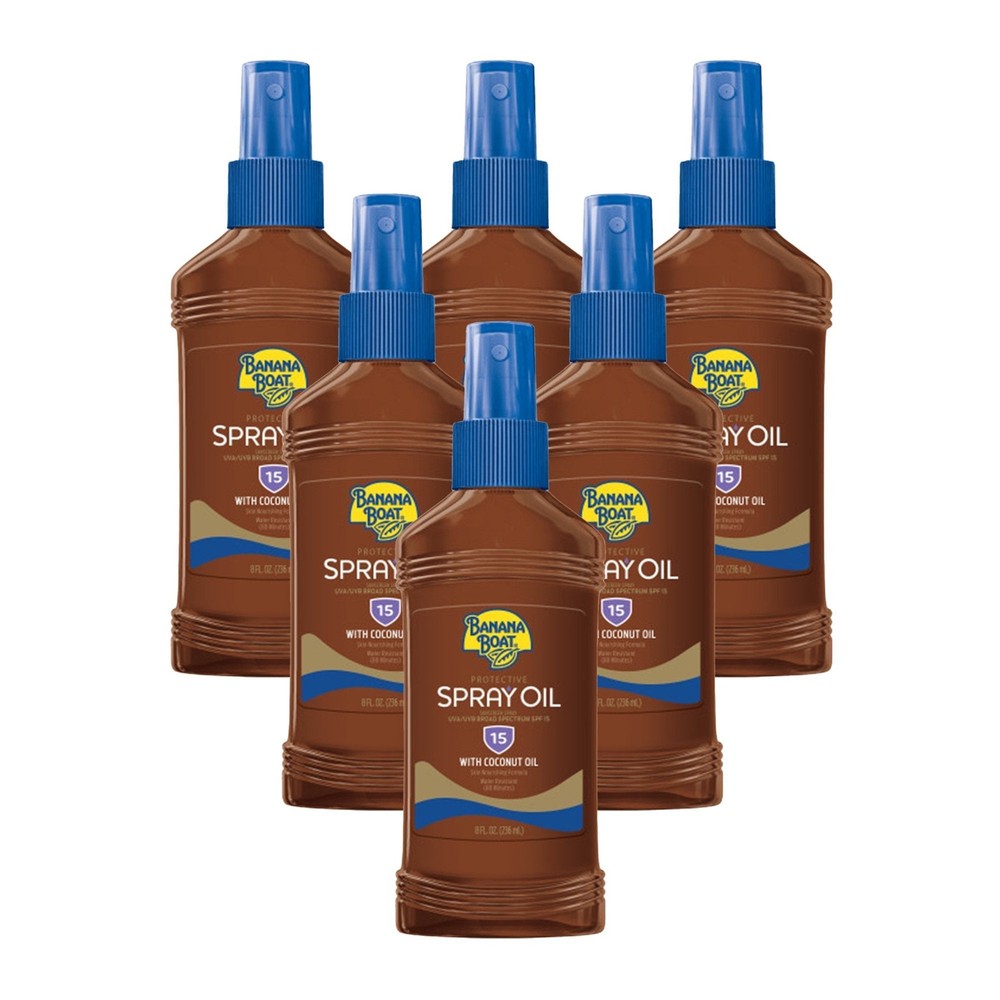 Banana Boat SPF 15 Tanning Oil Spray 8oz 6-Pack