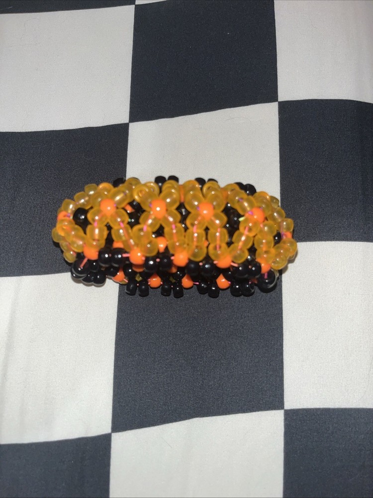 Glow in the Dark Rave Kandi Cuff UFO with Clear Beads