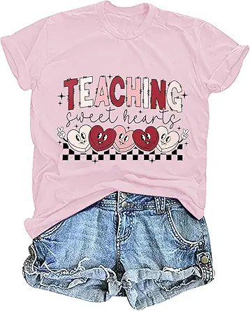 Teacher Valentine39s Day Shirt for Women Teaching Sweethearts T Shirt Short Slee