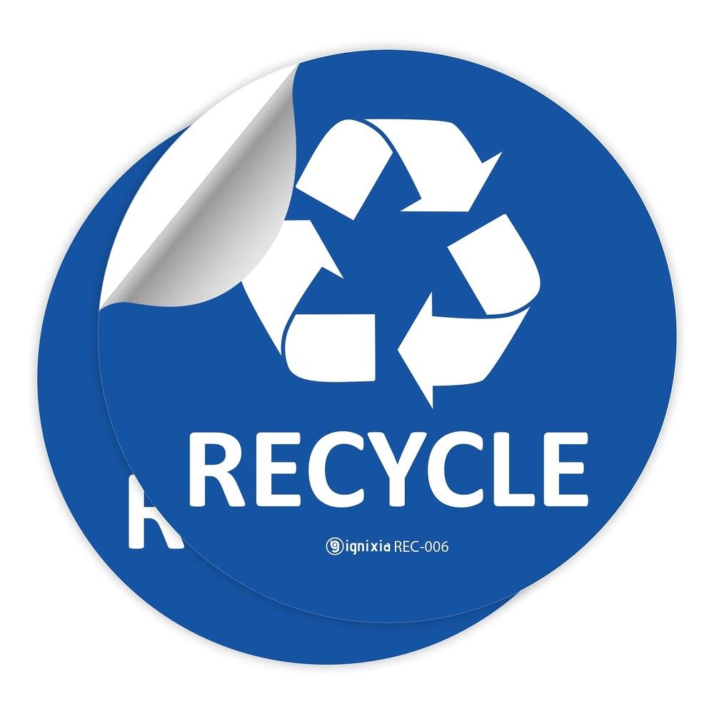IGNIXIA Recycle Stickers for Trash Can 6x6 Inches Large (Pack of 2) Recycle S...