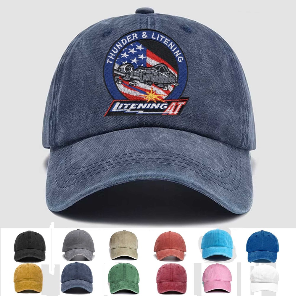 Custom Embroidered Hat A-10 Thunder & Lightning AT, Veteran Cap, Trucker Hat