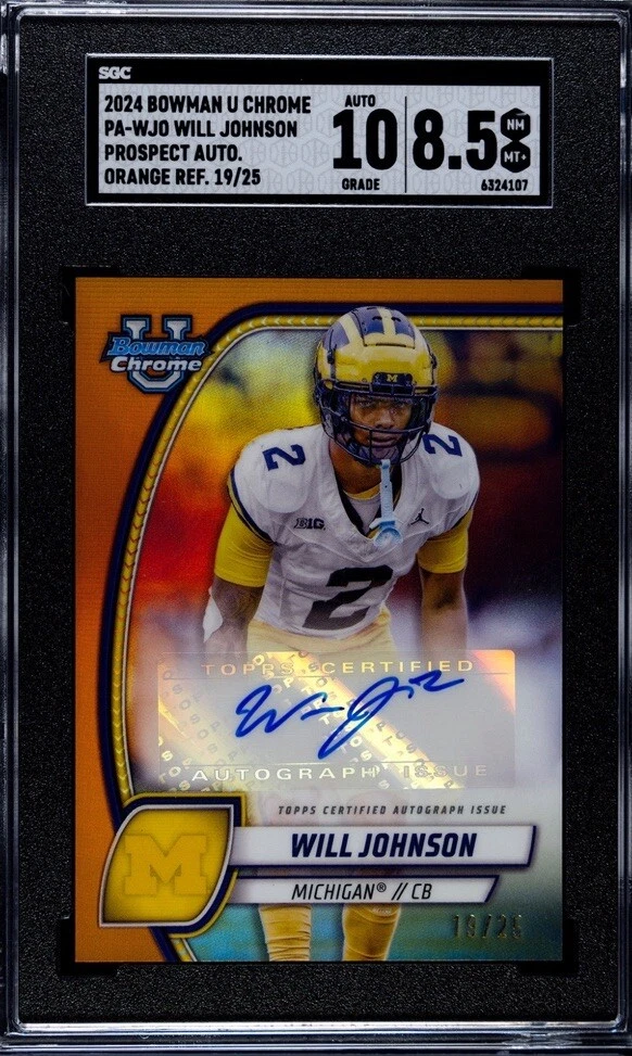 2024 Bowman University Chrome - Chrome Prospect Autographs Orange Refractor #PA-WJO Will Johnson /25 (AU, RC)