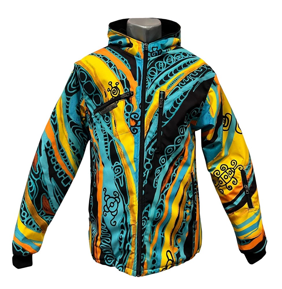 Fall Winter Leminx Cyber Swirl Softshell Jacket for Hiking Ski Sport Art