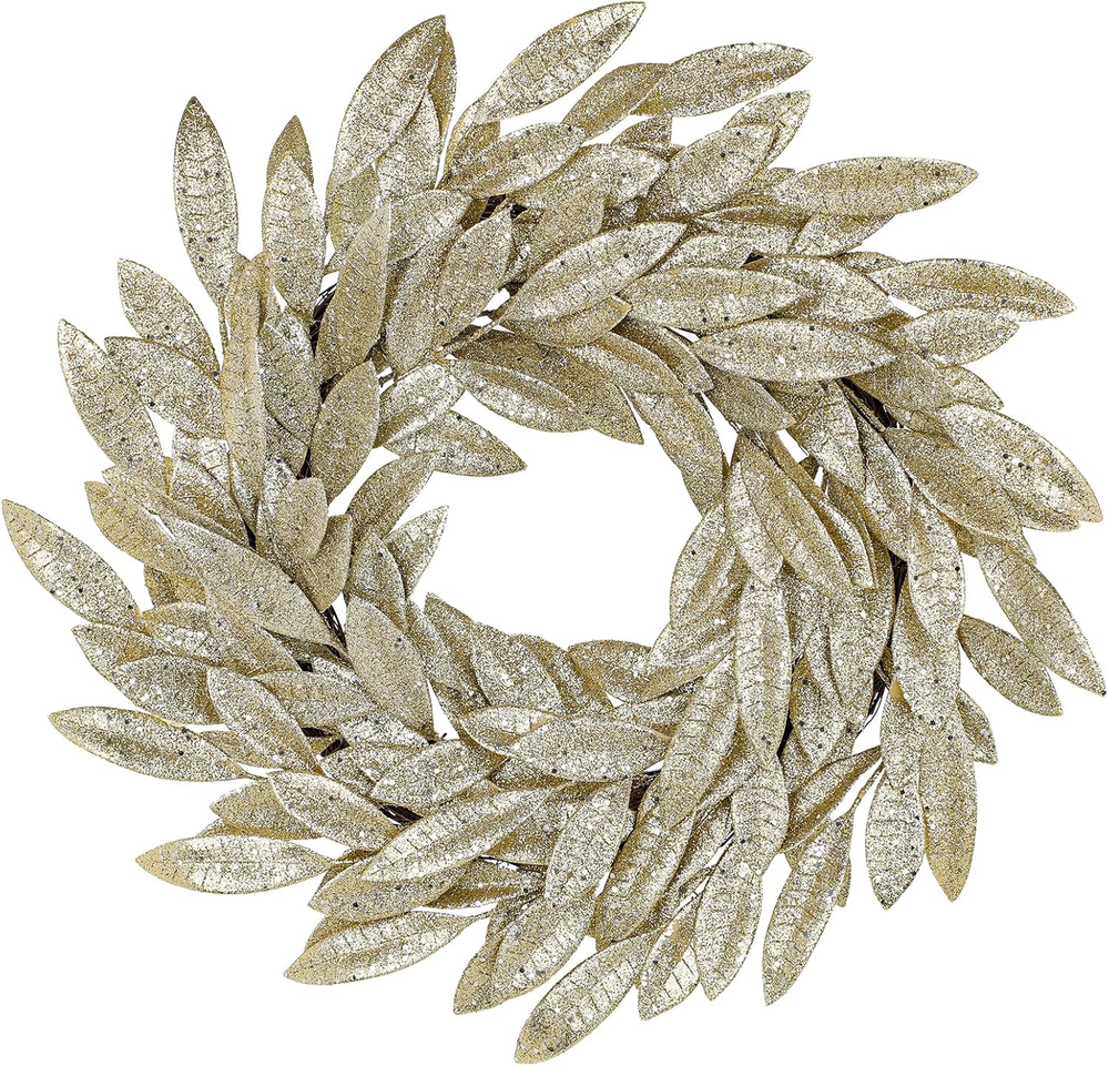 Gold Christmas Wreath 18–20 Inch Artificial Glitter Christmas Wreath Golden Bay