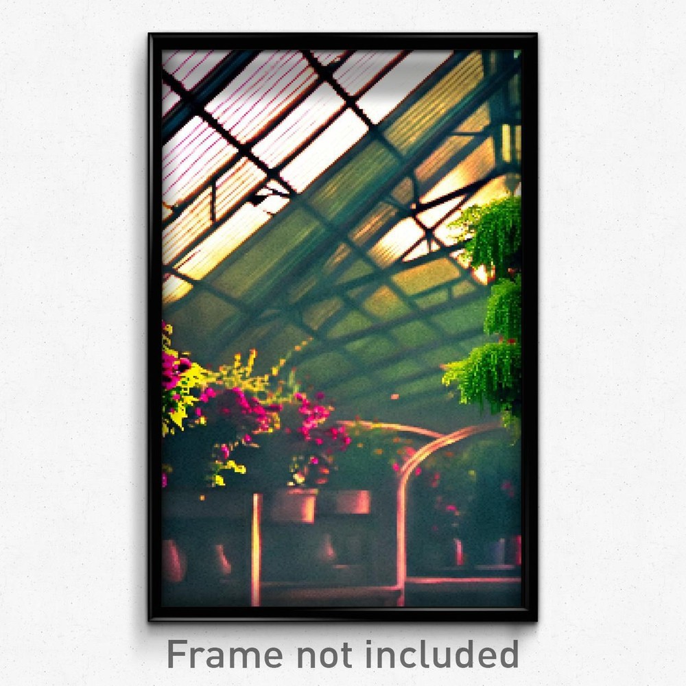 8-Bit Muted Greenhouse Pixel Art Poster - Psychedelic Trippy Gamer Print