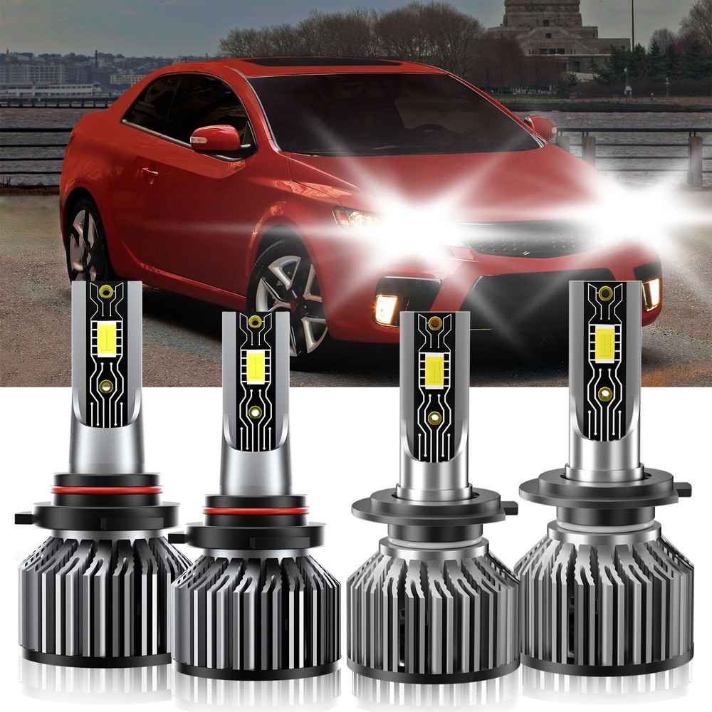 For Kia Forte Koup 2017-2017 LED Headlight Bulb High Low Beam Kit 9005+H7 6500K