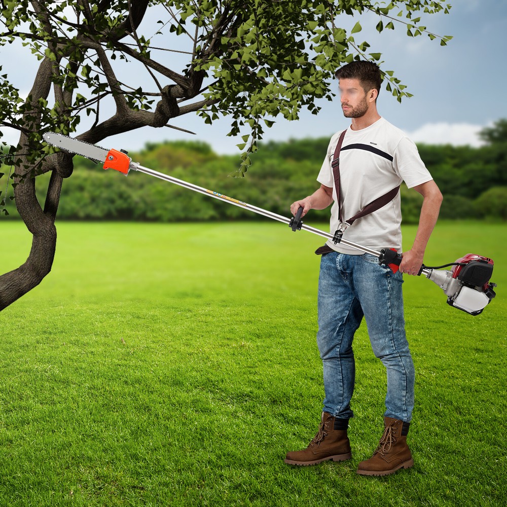 42CC 4 Stroke Gas Powered Pole Saw  Chainsaws Tree Trimmer Long Reach US
