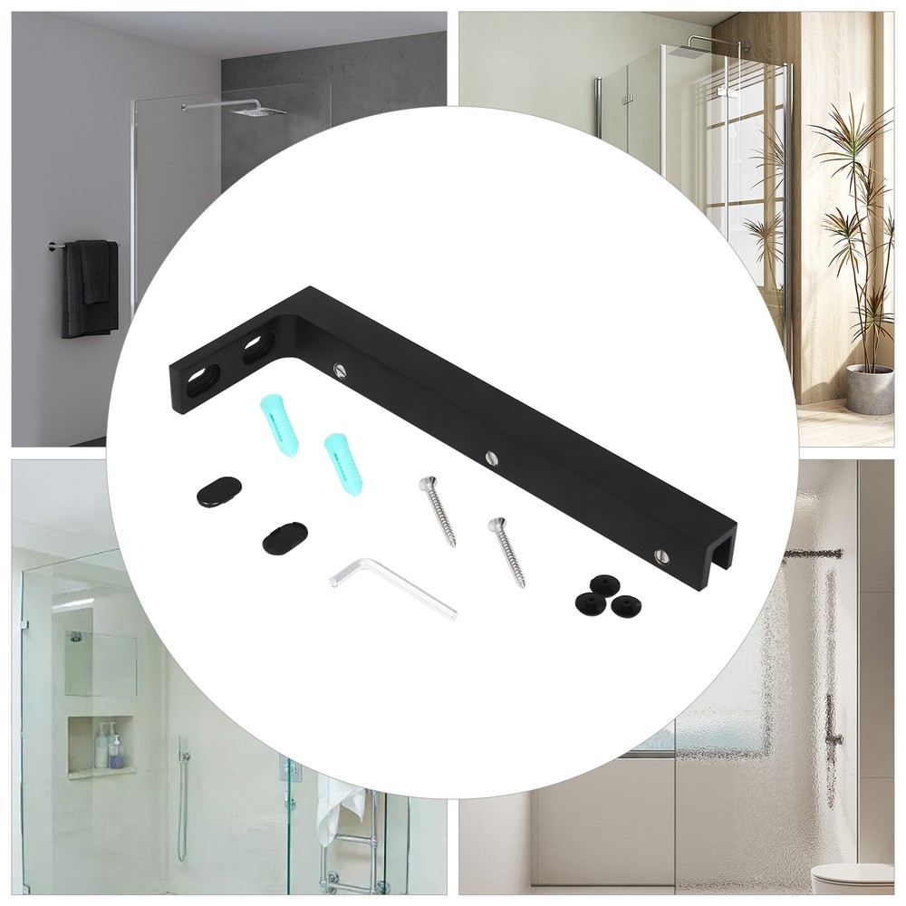 Frameless Shower Glass Support Bar L-Shaped Wall Clip Rod