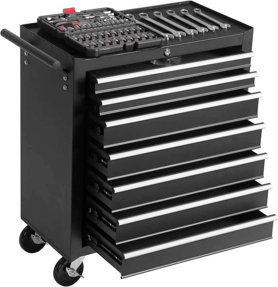 7-Drawer Rolling Tool Chest with Wheels and Lock for Garage Storage  