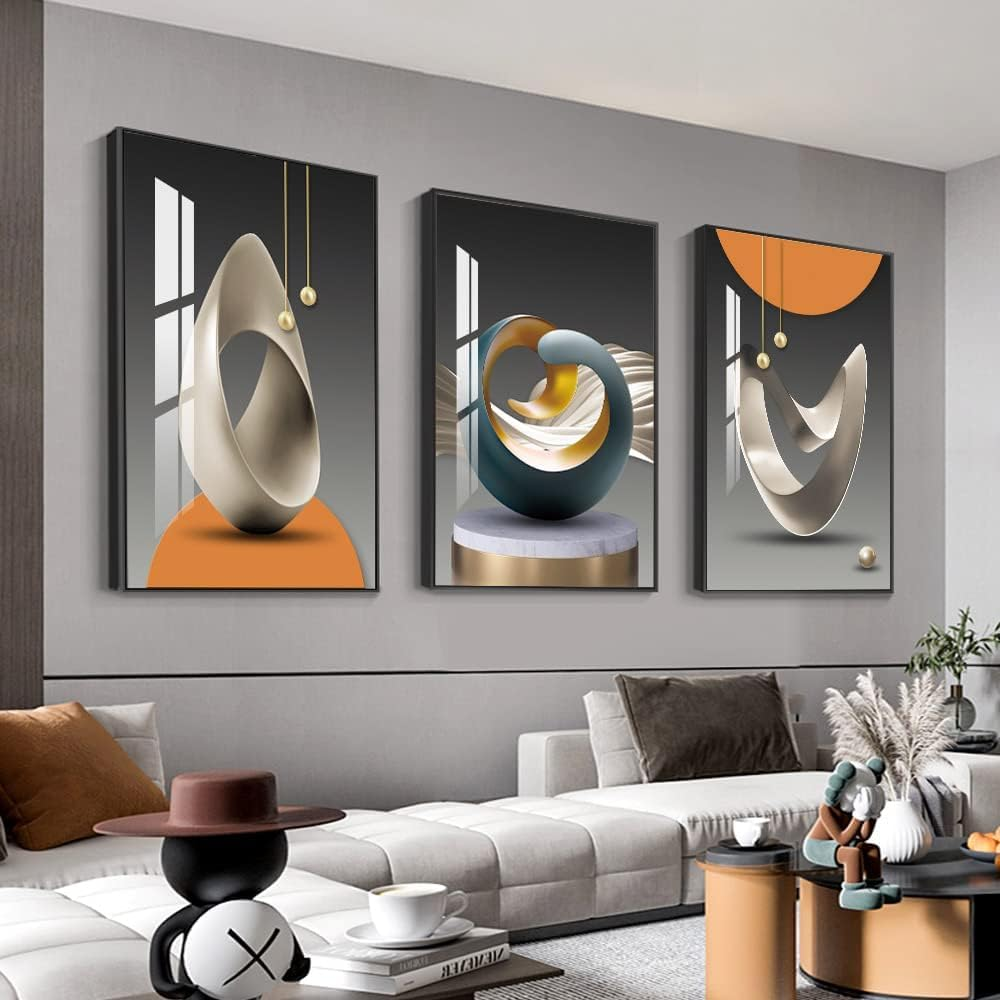 Wall Art, Bright Style Framed Wall Art, Abstract Modern Art Shape Pattern White