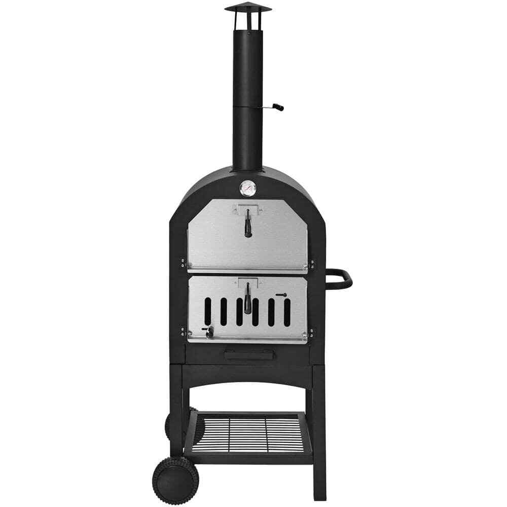 Wood Fire Outdoor Pizza Oven /Grill Maker w/Waterproof Cover and Pizza Stone for