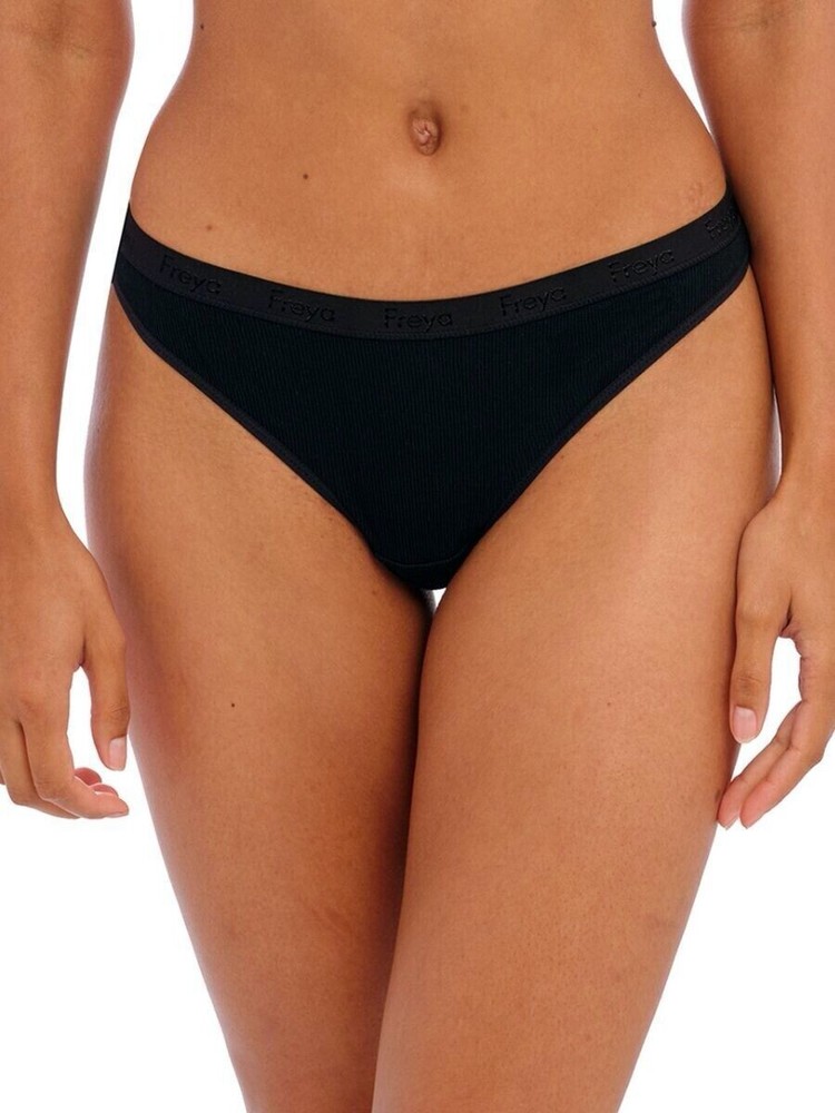 Freya Chill Thong Black Size S 10 12 Ribbed Knickers Lingerie Underwear 401370