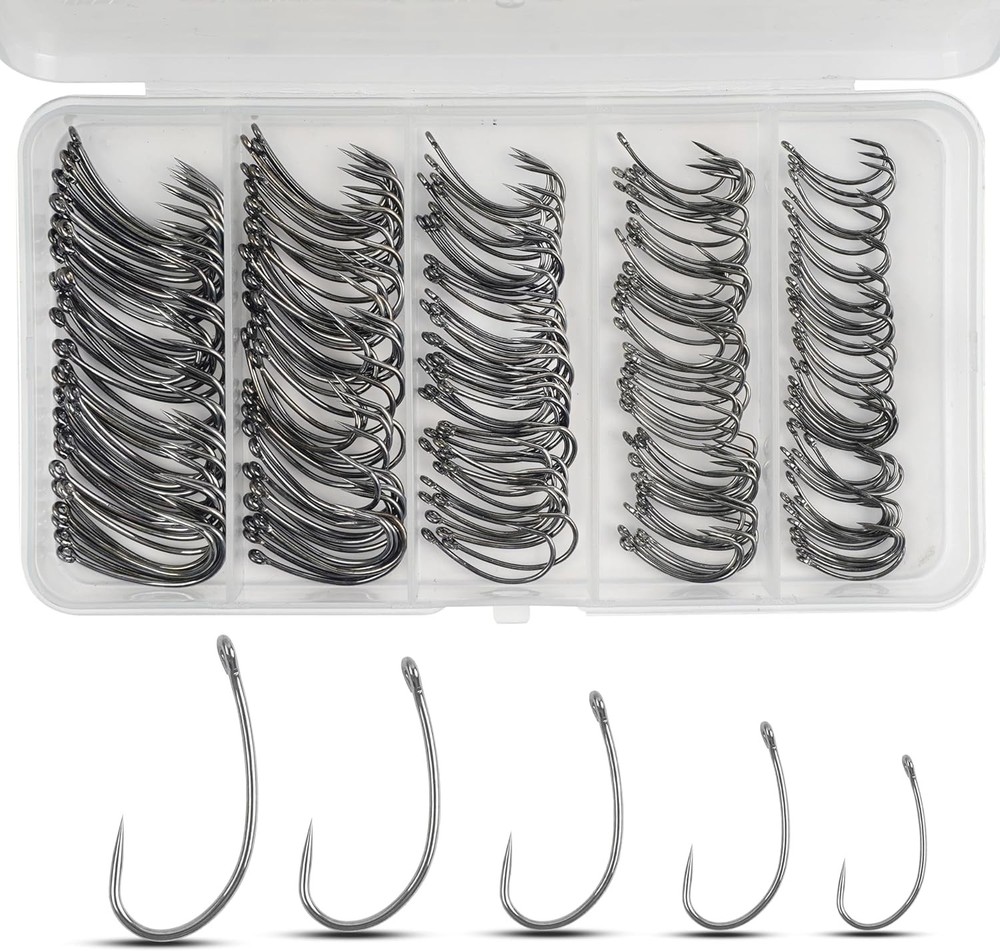 200pcs Barbless Fishing Hooks Kit for Carp Trout Freshwater Saltwater Angling