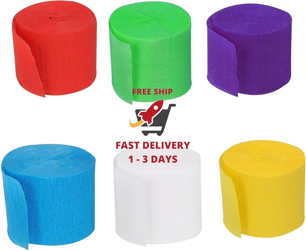 Serpentinas de papel crepé 6 rollos 492 pies gran valor y tamaño ideal