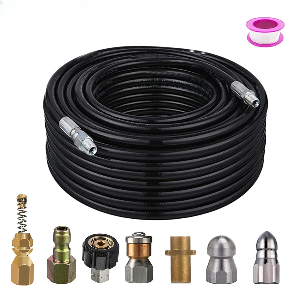 15M High Pressure Cleaning Hose, Sewer Drain Pipe Cleaning Hose For Karcher New