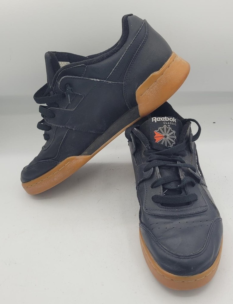 Reebok Workout Plus Black Carbon Leather Mens Running Sneakers Shoes US 9-READ