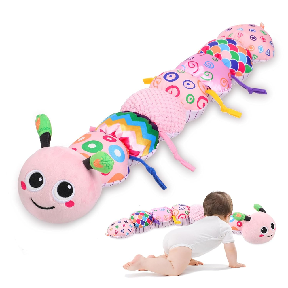Sensory Caterpillar Stuffed Toy for Baby Girls 0-6 Months Tummy Time Gift