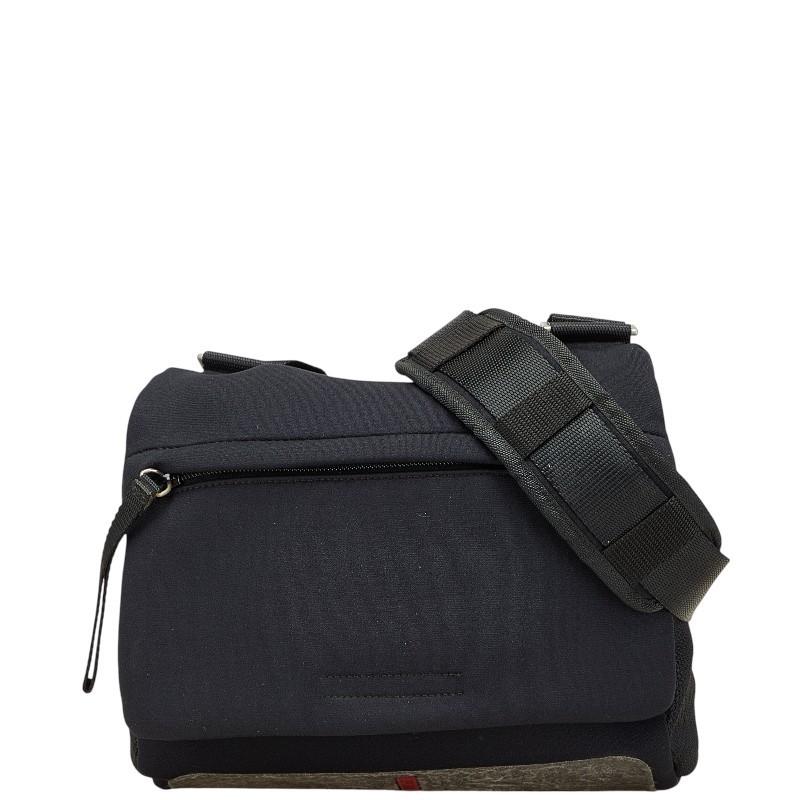 RARE PRADA Sport Logo Crossbody Shoulder Bag Black Polyurethane Women