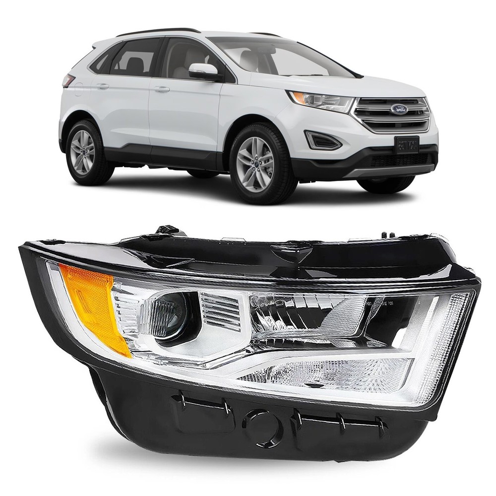 2015-2018 Ford Edge Right Passenger Halogen Headlight Chrome with Bulbs
