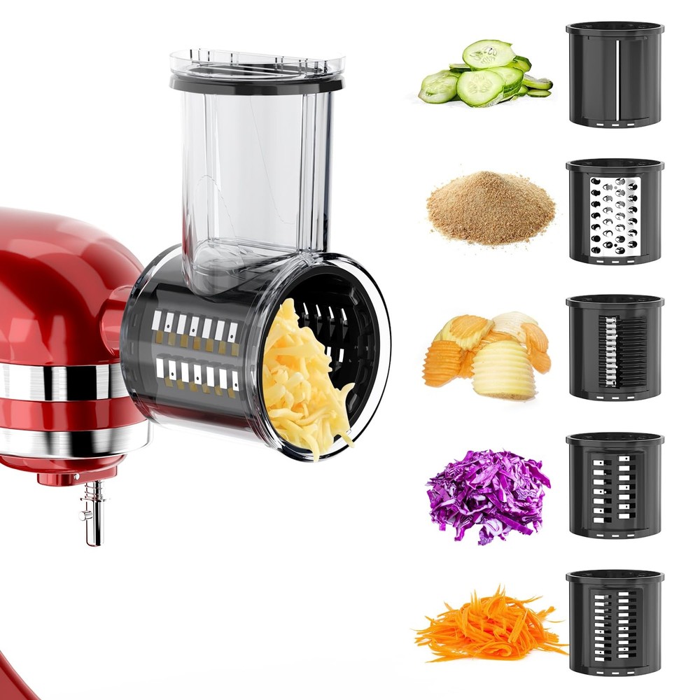 KitchenAid Mixer Attachment with 5 Blades for Slicing Shredding and Grating Cheese or Salad  