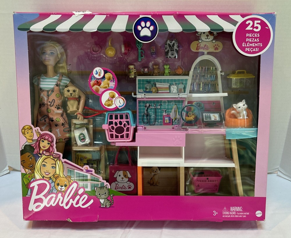 Barbie Pet Boutique with 4 Pets  Color-Change Grooming Feature Playset