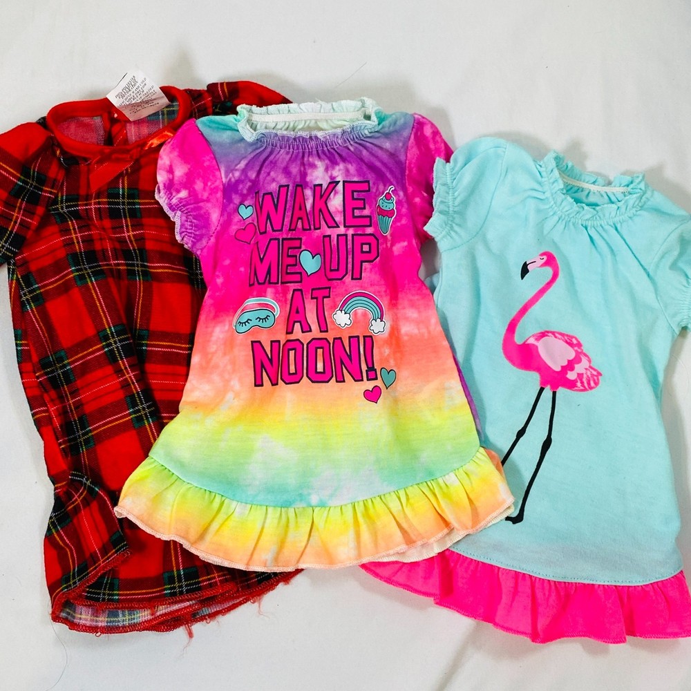 3 Red Plaid Holiday & Flamingo Pink Nightgowns for 18