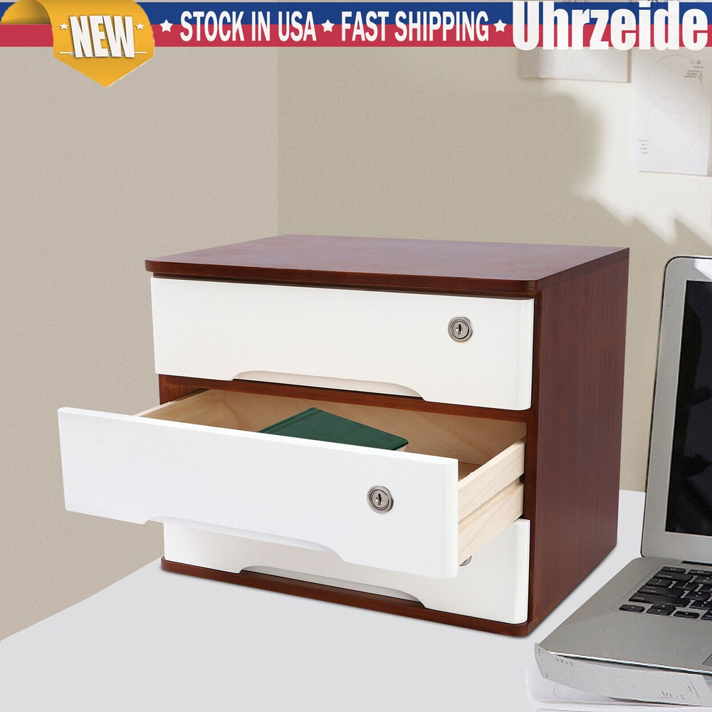 3 Drawer Desktop File Cabinet Storage Filing Cabinet Lockable Office File Sorter