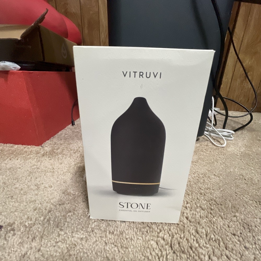 Vitruvi Black Stone Ceramic Ultrasonic Essential Oil Diffuser for Aromatherapy