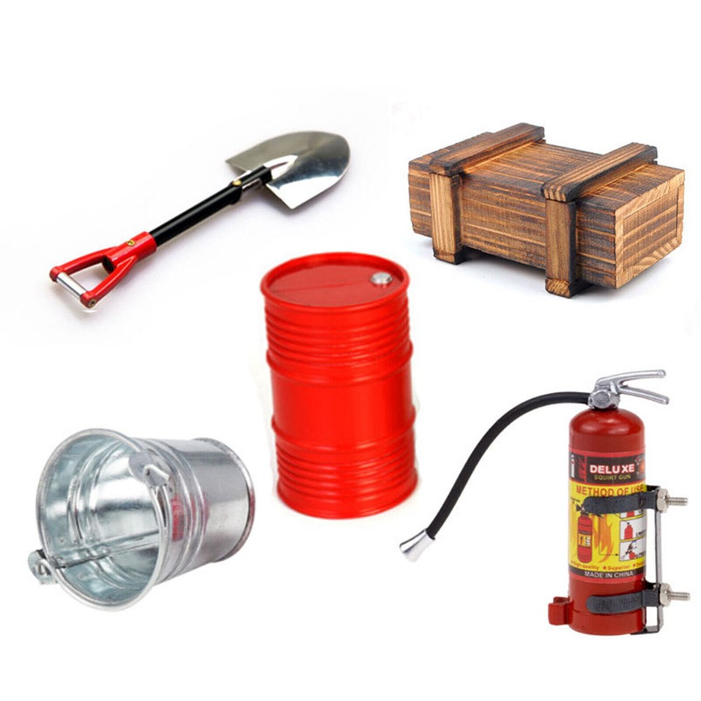 1Set Wooden Box Oil Drum Fire Extinguisher for Axial 1/10 SCX10 t4 RC Crawlers