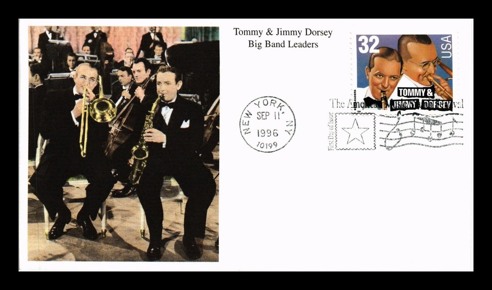 DR JIM STAMPS US COVER TOMMY JIMMY DORSEY BIG BAND LEADERS FDC MYSTIC