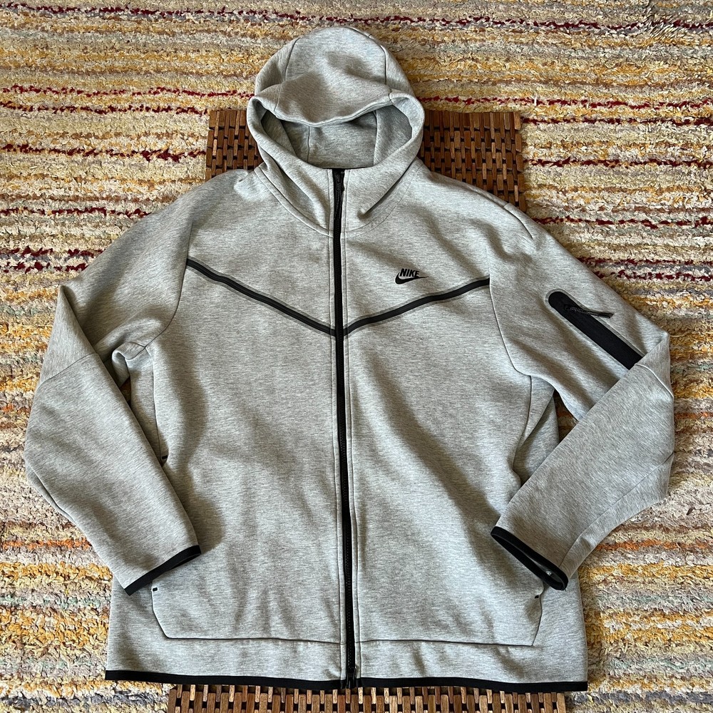 Nike Tech Fleece Hoodie Hoody Jacket Grey Black Full Zip Men's Size XL