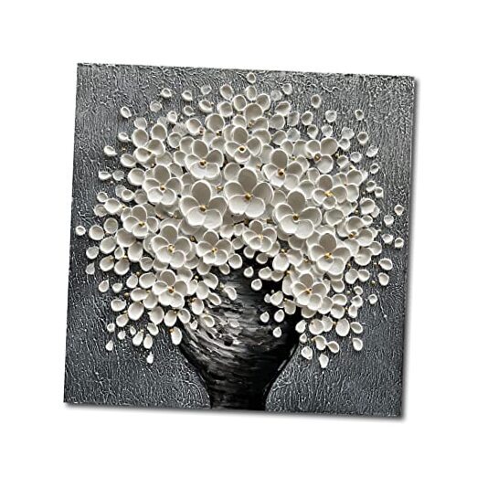 White Flower Oil Painting Modern Abstract Art Oil Painting Home Bedroom, Eft004