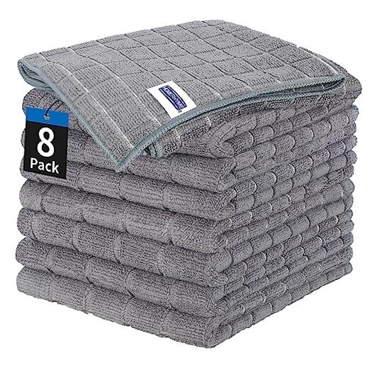 Kitchen Towels, 8 Pack Microfiber Cleaning Cloth, 25'' x 15'' 25