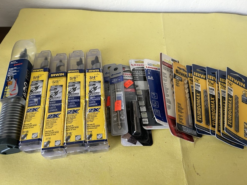 Lot of 20 Drill Bits Various Brands Irwin Bosch Lenox DeWALT