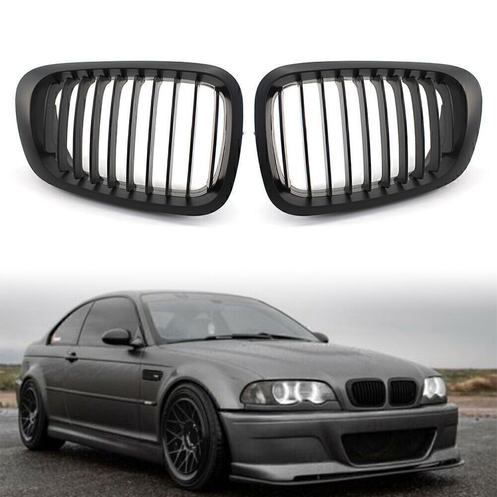 Front Kidney Bumper Grille Fit BMW 3-Series E46 Coupe 1999-2003 Pre-facelift Car