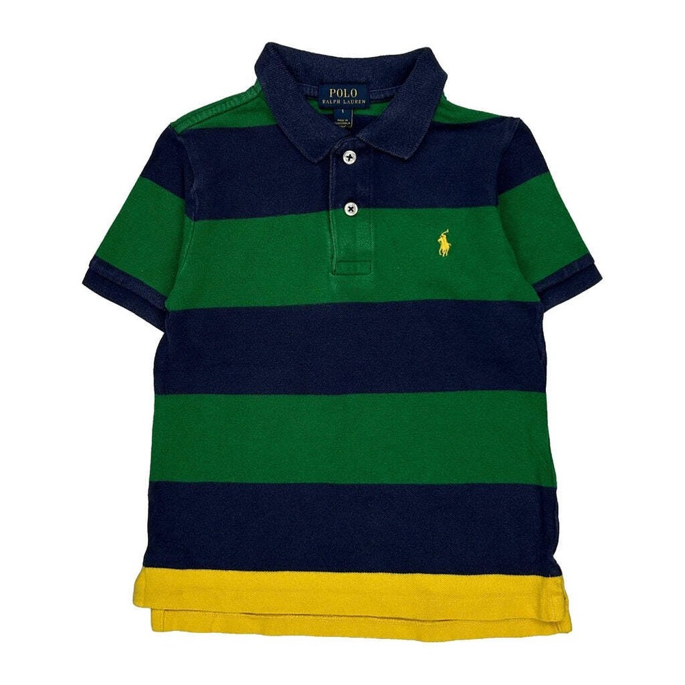 Age 5 Polo By Ralph Lauren Striped Polo Shirt - XS Green Cotton