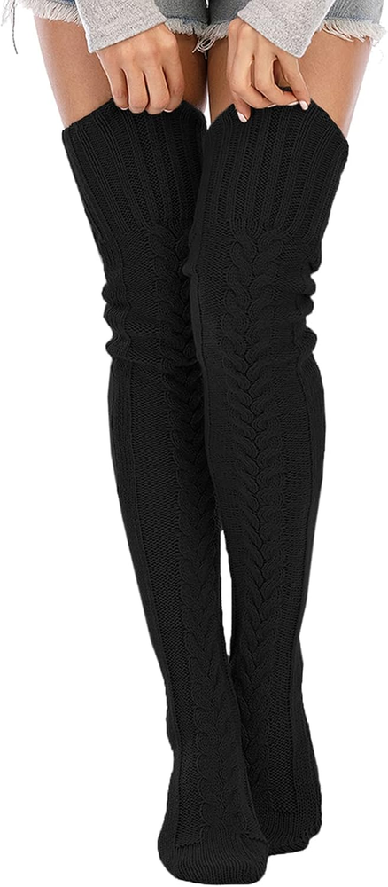 Women Cable Knit Thigh High Winter Boot Stockings Extra Long Over Knee Warmers ✅