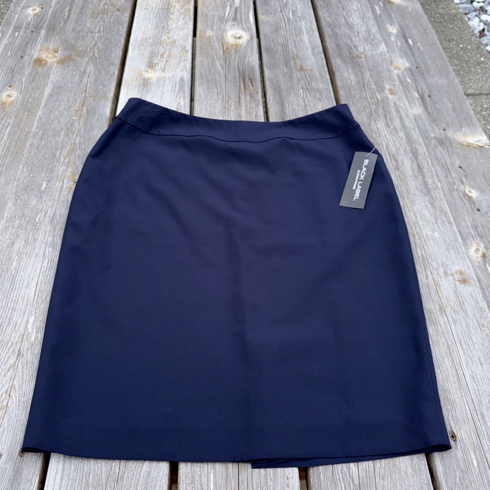 Black Label by Evan Picone Navy Blue Pencil Knee Length Skirt Women’s  size 12
