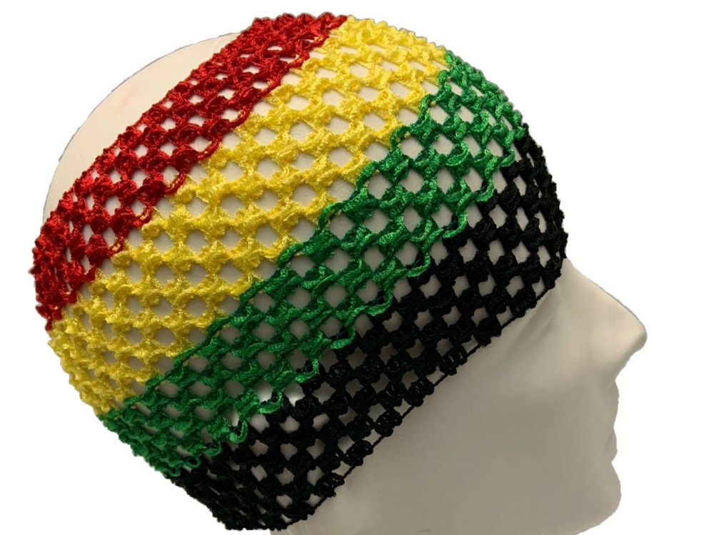 2pcs Rasta Crochet Hair Net Hat Unisex Snood Hairband for Women & Men
