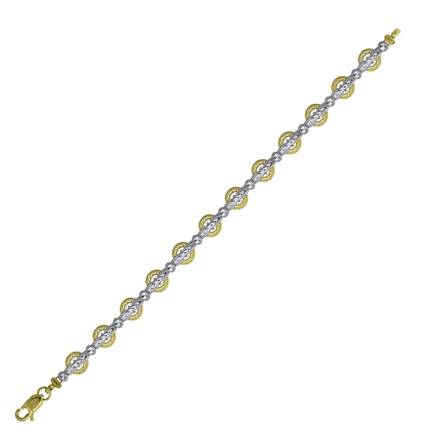 10k Two-Tone Gold Link Bracelet for Women 7 Inch 5.9 Grams