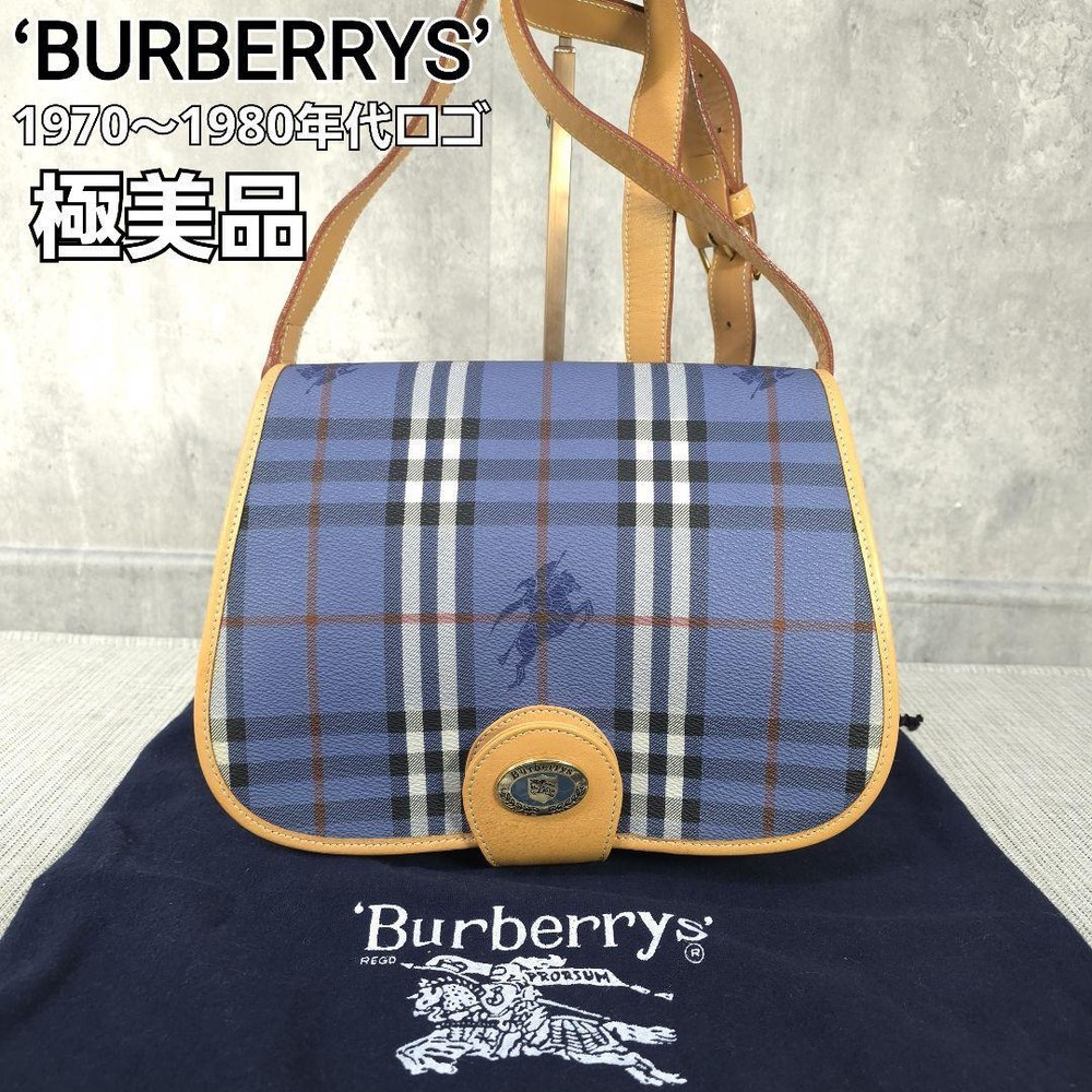 Burberry Shoulder Bag Nova Check PVC Blue Authentic F1205337