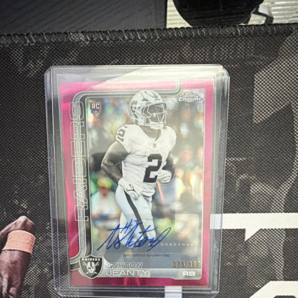 Topps 2025 Chrome Ashton Jeanty Rookie Auto Pink Prizm /399 Raiders