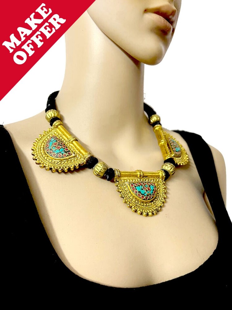 N6004 Tibet Ethnic Tribal Boho Naga Gypsy Choker Pendant Handmade Nepal Necklace