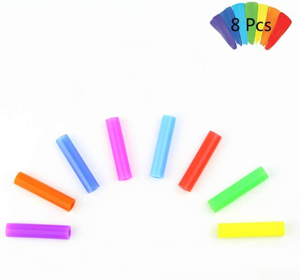 8 Pcs Silicone Straw Tips Food Grade Straw Tips Anti-Scald Reusable Metal Straws
